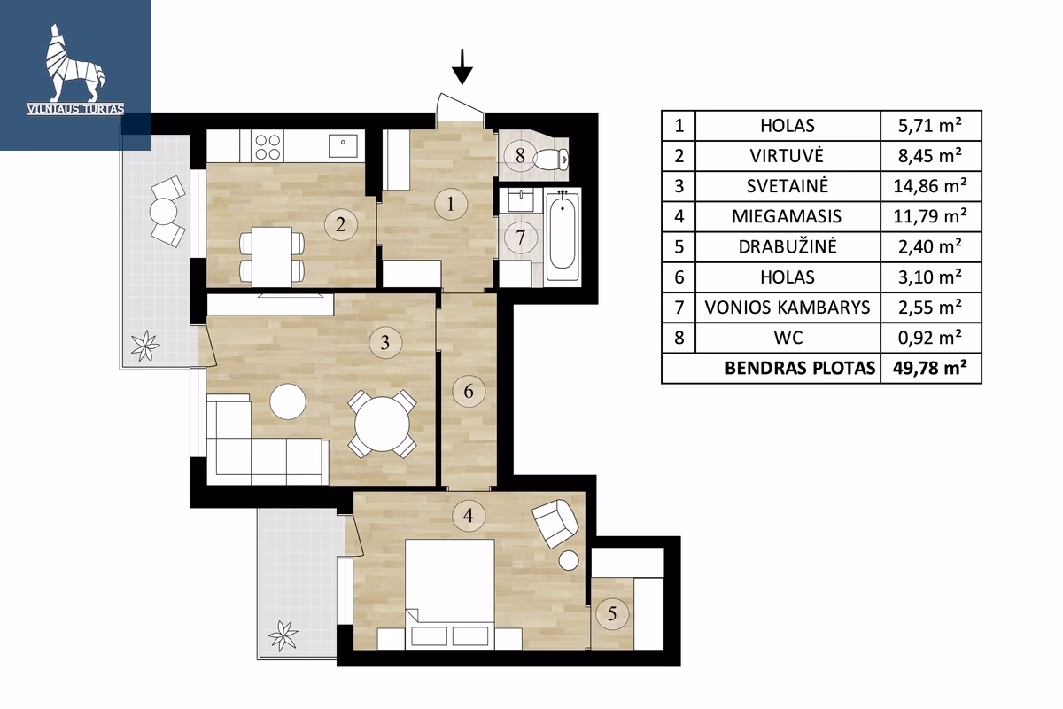 Parduodamas 50 m² Butas Vilniaus m.